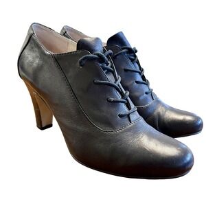 J Jill Black Leather Lace Up Shoes 8 Heels Oxford Whimsygoth Witchy Academia Y2k